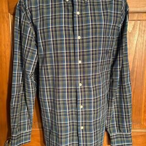 Chaps Shirt Men's 2XL Long Sleeve Button‎ Down Stretch Easy Care Green Plaid